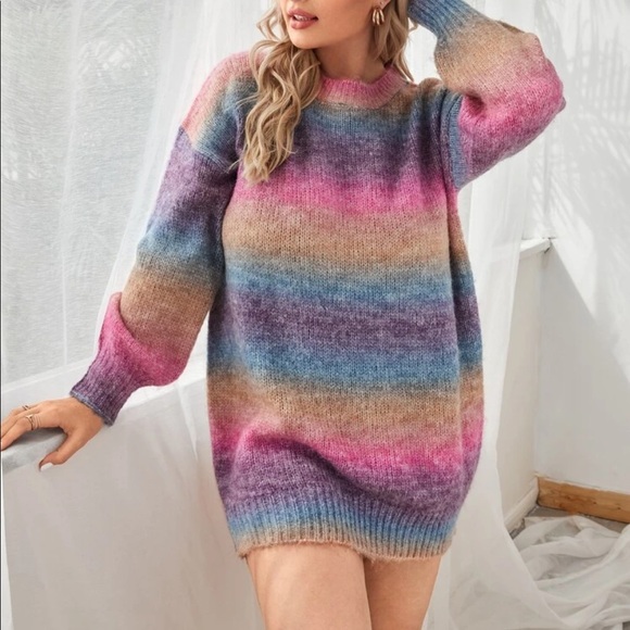 Plus size color block Ombre sweater - Picture 3 of 4